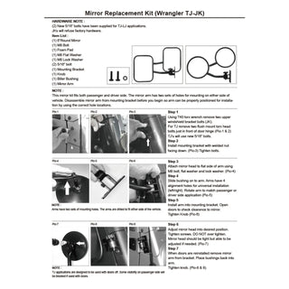 Spec D Side Mirrors (Round, Quick Release): Jeep Wrangler 1997 - 2018