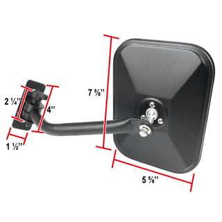 Spec D Side Mirror (Square, Quick Release): Jeep Wrangler 1997 - 2018