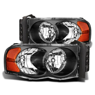 Raxiom Black Crystal Headlights (PAIR): Fits Most Dodge Ram 1500 Models (2002-2010)