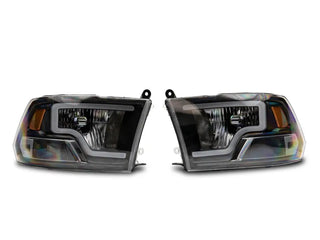 Raxiom LED Bar Headlights (F&R): Fits Dodge / Ram 1500 / 2500 / 3500 (02-18) - Black
