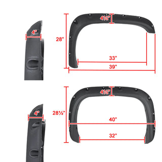 Spec D Riveted Style Fender Flares (Textured Black, 4pc): Dodge Ram 1994 - 2002