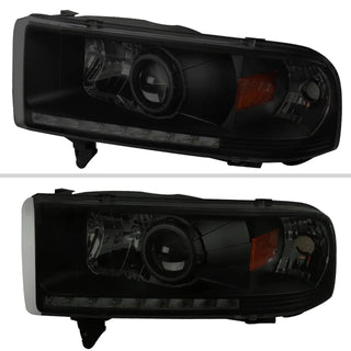 Spec D Projector Halo Headlights (Dark Smoke): Dodge Ram 1994 - 2002