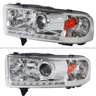 Spec D Projector Halo Headlights (Chrome, RS): Dodge Ram 1994 - 2002