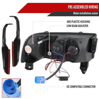 Spec D Projector Halo Headlights (Black, RS): Dodge Ram 1994 - 2002