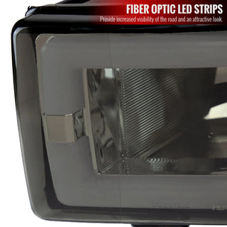 Spec D OEM Style Headlights w/ LED Bar (Smoke): Dodge Ram 1994 - 2002