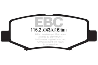 EBC Extra Duty Brake Pads (REAR): Jeep Wrangler (07-18) / Wrangler JK (18) / Dodge Nitro (06-11)