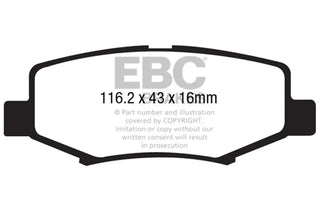 EBC Extra Duty Brake Pads (REAR): Jeep Wrangler (07-18) / Wrangler JK (18) / Dodge Nitro (06-11)
