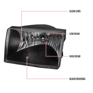 Spec D Crystal Headlights (Black): Jeep Grand Cherokee 1993 - 1998