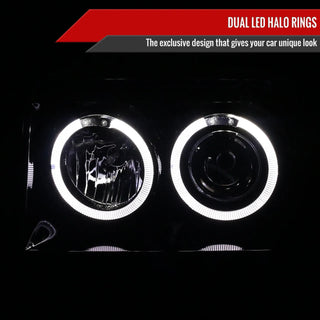Spec D Projector Halo Headlights (Smoke): Jeep Grand Cherokee 1993 - 1996