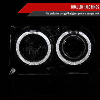 Spec D Projector Halo Headlights (Chrome): Jeep Grand Cherokee 1993 - 1996
