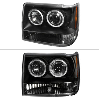 Spec D Projector Halo Headlights (Black): Jeep Grand Cherokee 1993 - 1996