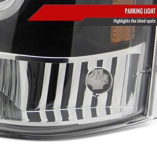 Spec D Projector Halo Headlights (Black): Jeep Grand Cherokee 1993 - 1996