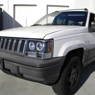 Spec D Projector Halo Headlights (Black): Jeep Grand Cherokee 1993 - 1996