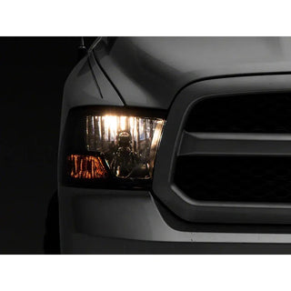 Raxiom Axial OEM Rep Headlights w/ Single Bulb - Chrome Smoked (F&R): Fits Dodge / Ram (02-18)