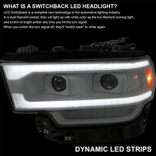 Spec D Projector Halo Headlights (White w/ Sequential LED Signal): Ram 2500 & 3500 2019 - 2024