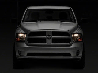 Raxiom Axial OEM Rep Headlights w/ Single Bulb - Chrome Smoked (F&R): Fits Dodge / Ram (02-18)