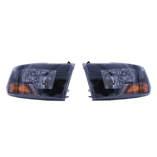 Raxiom Euro Style Headlights w/ Single Bulb (FRONT): Fits Dodge / Ram (02-18) - Black