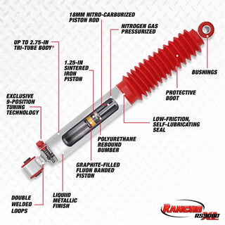 Rancho RS9000XL Nine-Position Adjustable Front Shock: Fits Most Dodge Ram Models (1994-2002)