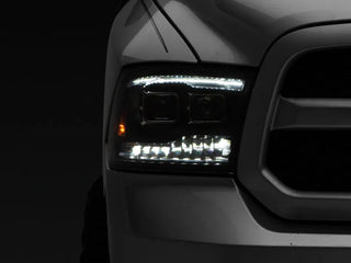 Raxiom Black LED Projector Headlights w/ Switchback (F&R): Dodge Ram / Ram 1500 (02-18)