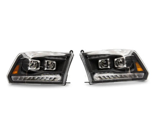 Raxiom Black LED Projector Headlights w/ Switchback (F&R): Dodge Ram / Ram 1500 (02-18)