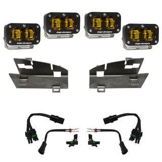 Baja Designs S2 SAE Dual Fog Pocket Light Kit (FRONT): Ram 1500 Rebel / TRX (2019-2022) - Amber