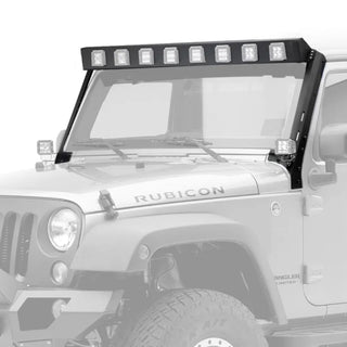 Go Rhino WLF Windshield Light Mount Frame for Jeep Wrangler JK (2007-2018) w/ Eight Cube Lights