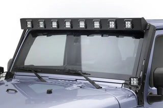 Go Rhino WLF Windshield Light Mount Frame for Jeep Wrangler JK (2007-2018) w/ Eight Cube Lights