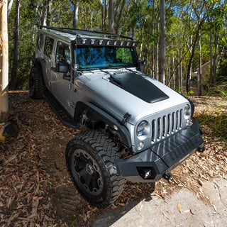 Go Rhino WLF Windshield Light Mount Frame for Jeep Wrangler JK (2007-2018) w/ Eight Cube Lights