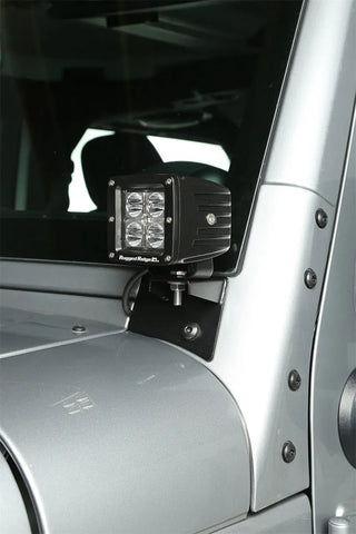 Rugged Ridge Textured Black Windshield Aux Light Mounting Brackets (PAIR): Jeep Wrangler (07-18)