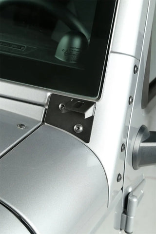 Rugged Ridge Textured Black Windshield Aux Light Mounting Brackets (PAIR): Jeep Wrangler (07-18)