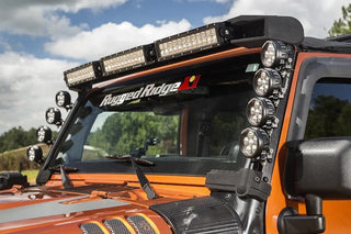 Rugged Ridge Elite Fast Track Windshield Light Bar Mount w/ Crossbar: Jeep Wrangler (07-18)