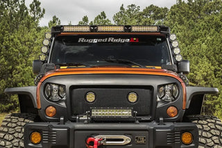 Rugged Ridge Elite Fast Track Windshield Light Bar Mount w/ Crossbar: Jeep Wrangler (07-18)