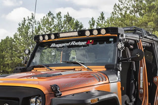 Rugged Ridge Elite Fast Track Windshield Light Bar Mount w/ Crossbar: Jeep Wrangler (07-18)