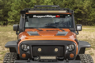 Rugged Ridge Elite Fast Track Windshield Light Bar Mount w/ Crossbar: Jeep Wrangler (07-18)