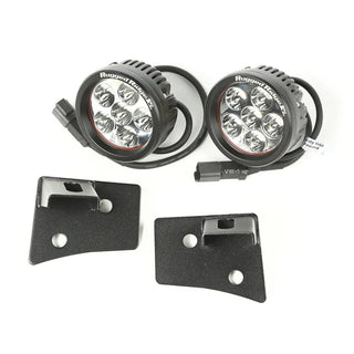 Rugged Ridge Textured Black Round Windshield LED Kit w/ Brackets: Jeep Wrangler / Grand Cherokee (07-18 / 05-10)