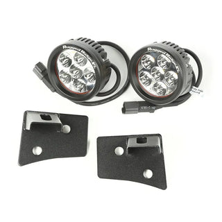 Rugged Ridge Textured Black Round Windshield LED Kit w/ Brackets: Jeep Wrangler / Grand Cherokee (07-18 / 05-10)