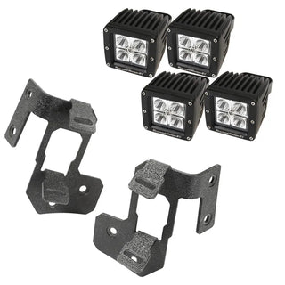 Rugged Ridge Textured Black Square A-Pillar LED Light Mount Kit: Jeep Wrangler (07-18) / Grand Cherokee (05-10)