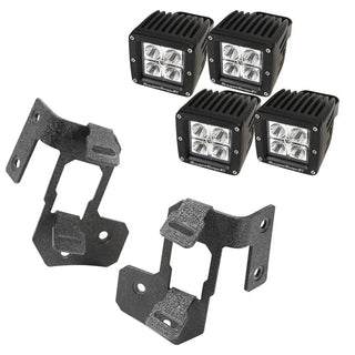Rugged Ridge Textured Black Square A-Pillar LED Light Mount Kit: Jeep Wrangler (07-18) / Grand Cherokee (05-10)