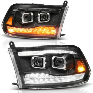 ANZO LED Projector Headlights w/ Sequential Signal (PAIR): Fits Ram (02-24) - Black