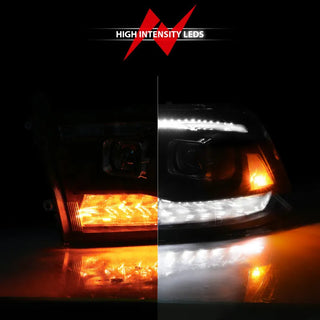 ANZO LED Projector Headlights w/ Sequential Signal (PAIR): Fits Ram (02-24) - Black