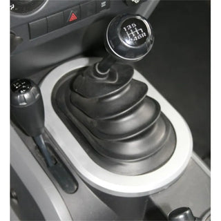 Rugged Ridge Brushed Silver Shifter Bezel Trim: Fits Most Jeep Wrangler Models (2007-2018)