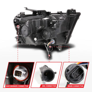 ANZO Full LED Projector Headlight w/ DRL & Sequential Signal (DRIVER): Ram 1500 (19-24) - Black