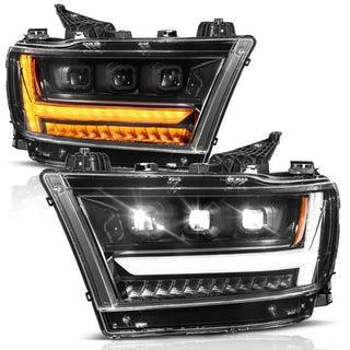 ANZO Full LED Projector Headlight w/ DRL & Sequential Signal (DRIVER): Ram 1500 (19-24) - Black