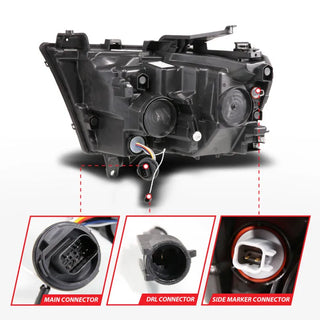 ANZO Full LED Projector Headlight w/ DRL & Sequential Signal (PASSENGER): Ram 1500 (19-24) - Black