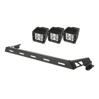 Rugged Ridge Black Powder Coated 3 Square LED Hood Light Bar Kit (FRONT): Jeep Wrangler (07-18)