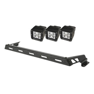 Rugged Ridge Black Powder Coated 3 Square LED Hood Light Bar Kit (FRONT): Jeep Wrangler (07-18)