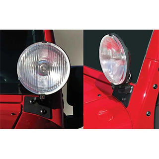 Rugged Ridge Black Powder Coated Back Windshield Aux Light Mount Brackets: Jeep Wrangler (07-18)