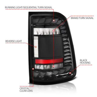 ANZO Full LED Tail Lights w/ Sequential Signal (REAR): Ram 1500 (19-24) - Black