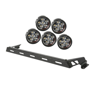 Rugged Ridge Black 5 Round LED Hood Light Bar Kit (FRONT): Jeep Wrangler (07-18)