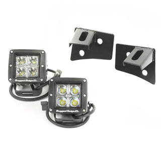 Rugged Ridge Square Windshield LED Light Kit w/ Brackets: Fits Most Jeep Wrangler Models (2007-2018)